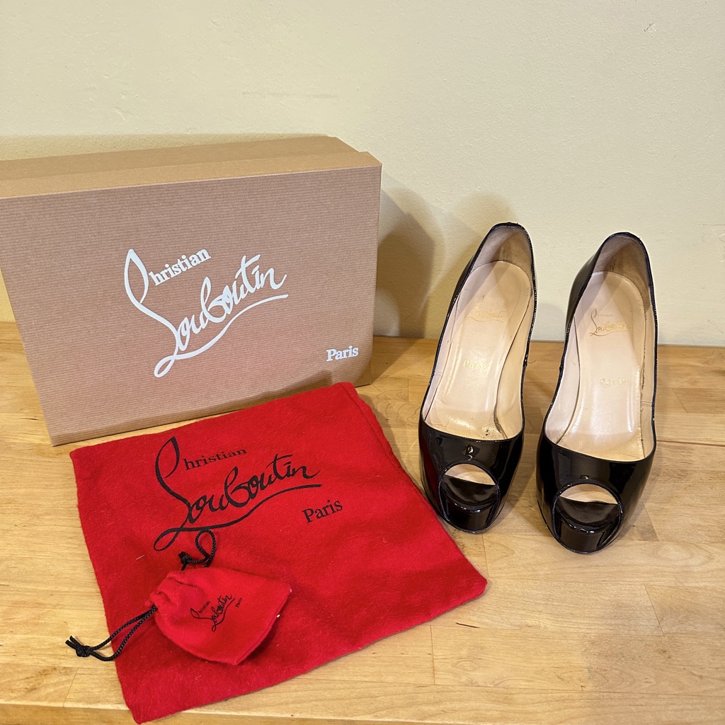 Selling My Christian Louboutin Black Patent Leather Shoes, Size 37.5